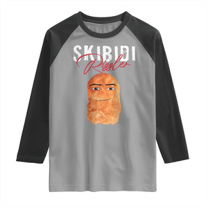 Funny Skibidi Toilet Rizzler Raglan Shirt Brainrot Memes Rizz TS11 Sport Gray Black Print Your Wear