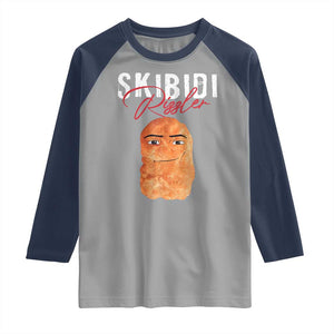 Funny Skibidi Toilet Rizzler Raglan Shirt Brainrot Memes Rizz TS11 Sport Gray Navy Print Your Wear