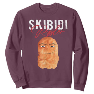 Funny Skibidi Toilet Rizzler Sweatshirt Brainrot Memes Rizz TS11 Maroon Print Your Wear