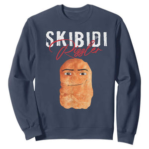 Funny Skibidi Toilet Rizzler Sweatshirt Brainrot Memes Rizz TS11 Navy Print Your Wear