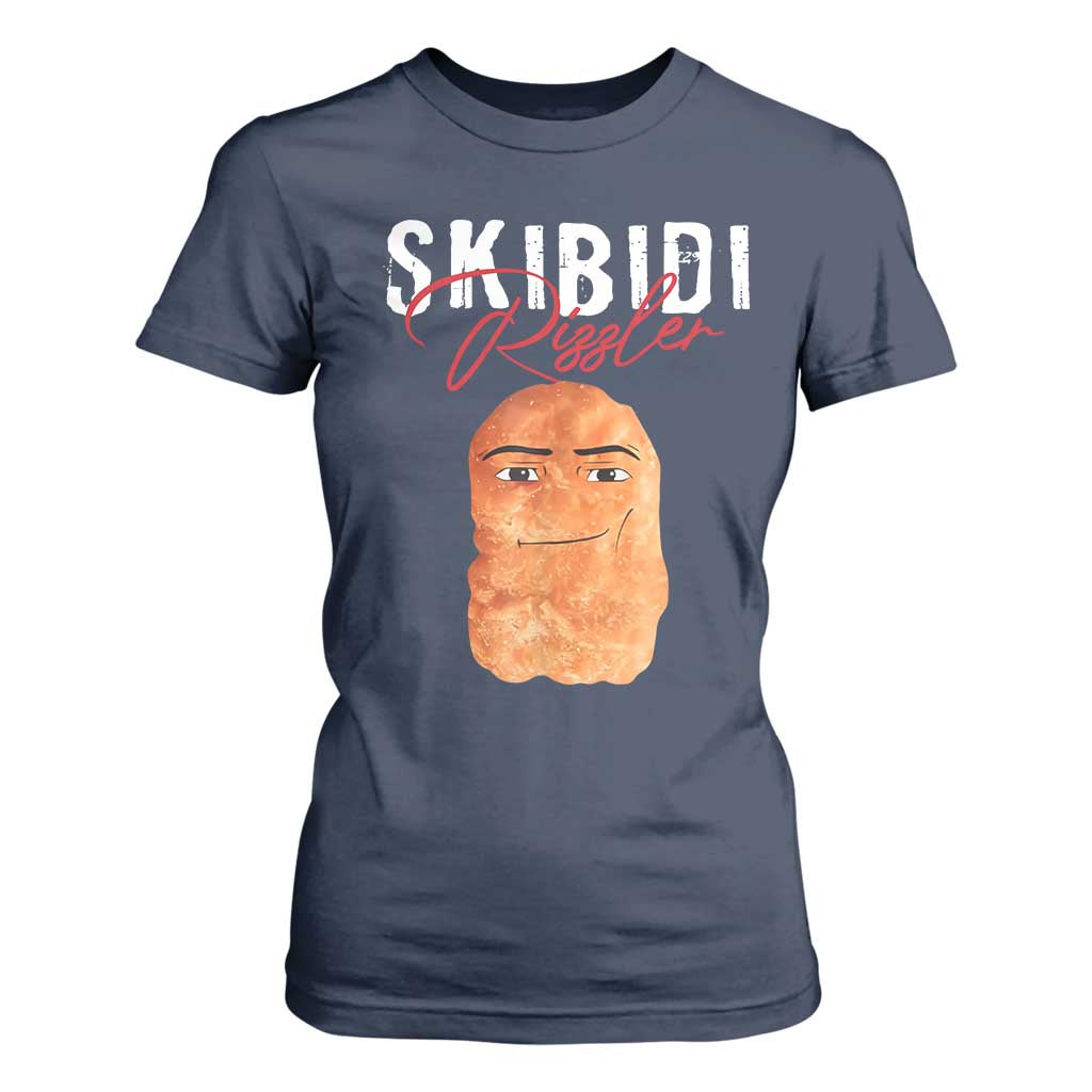 Funny Skibidi Toilet Rizzler T Shirt For Women Brainrot Memes Rizz TS11 Navy Print Your Wear