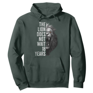 Funny The Lion Does Not Wait 18 Years Hoodie Lion Meme Gen Z Alpha TS11 Dark Forest Green Print Your Wear