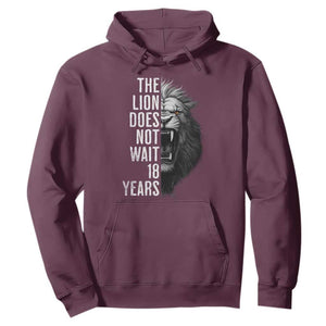 Funny The Lion Does Not Wait 18 Years Hoodie Lion Meme Gen Z Alpha - Print Your Wear