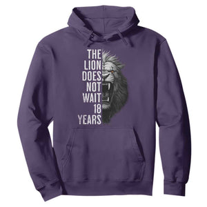 Funny The Lion Does Not Wait 18 Years Hoodie Lion Meme Gen Z Alpha TS11 Purple Print Your Wear