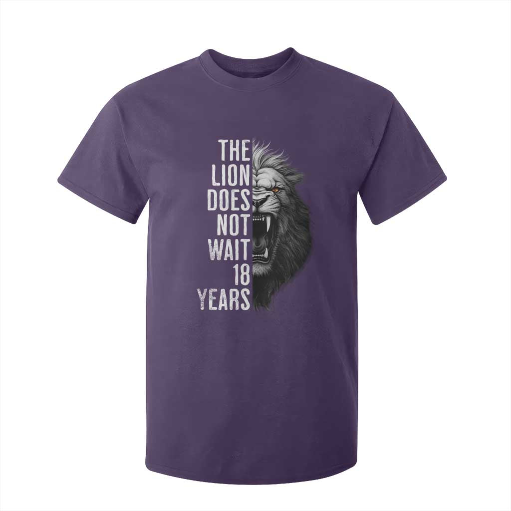 Funny The Lion Does Not Wait 18 Years T Shirt For Kid Lion Meme Gen Z Alpha TS11 Purple Print Your Wear