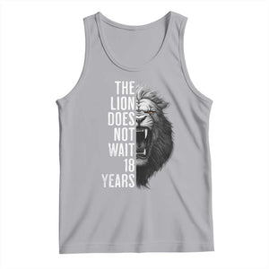Funny The Lion Does Not Wait 18 Years Tank Top Lion Meme Gen Z Alpha TS11 Athletic Heather Print Your Wear