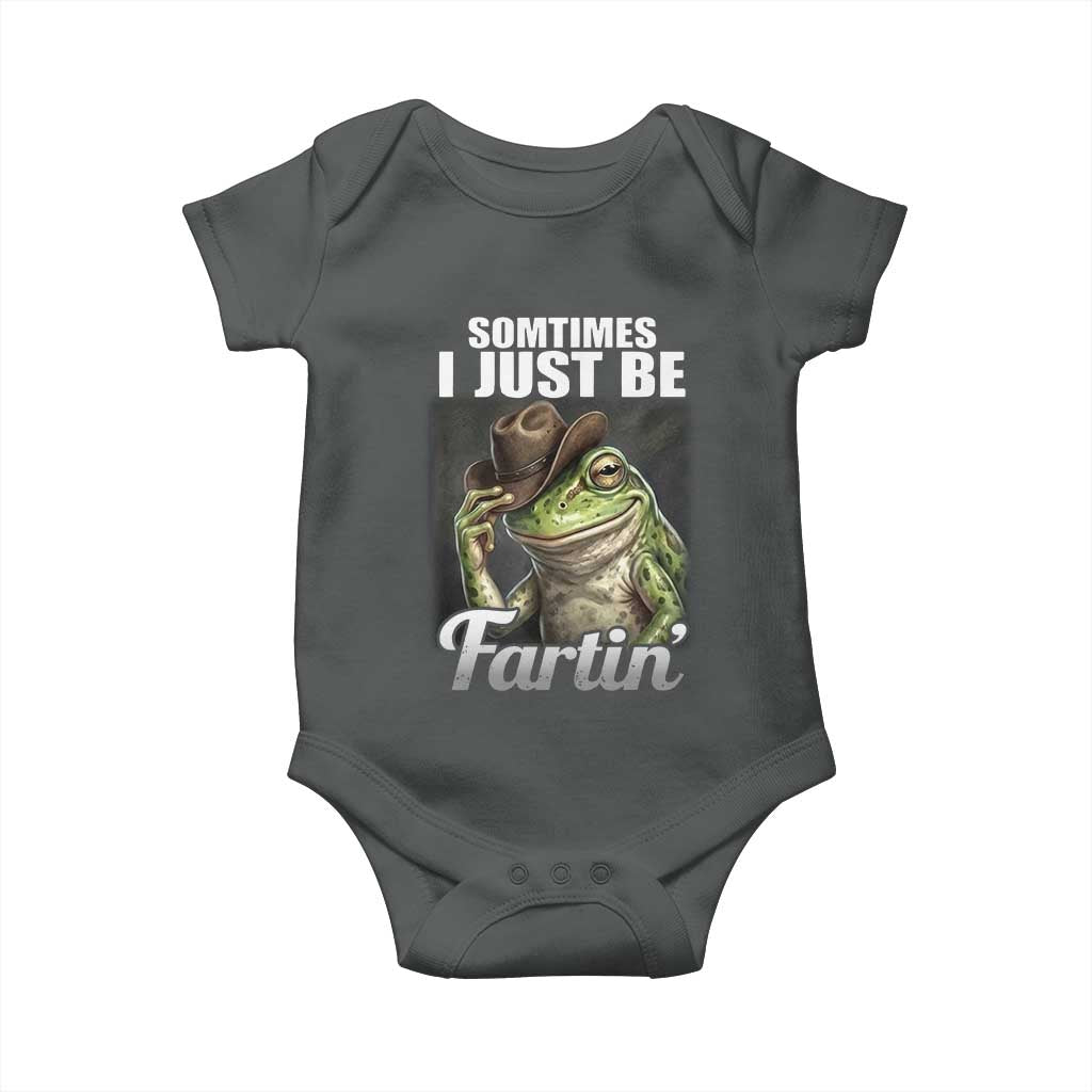 Funny Sometimes I Just Be Fartin Cowboy Frog Baby Onesie TS11 Dark Heather Print Your Wear