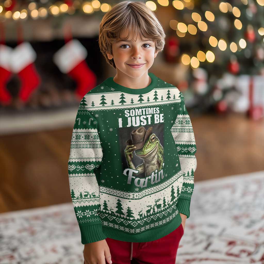Funny Sometimes I Just Be Fartin Cowboy Frog Ugly Christmas Sweater TS11 Forest Green Beige Print Your Wear