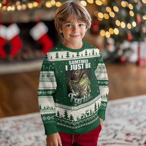 Funny Sometimes I Just Be Fartin Cowboy Frog Ugly Christmas Sweater TS11 Forest Green Beige Print Your Wear