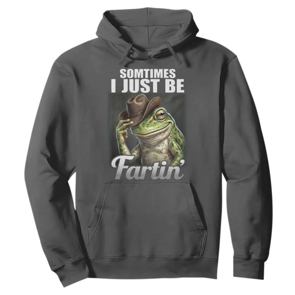 Funny Sometimes I Just Be Fartin Cowboy Frog Hoodie TS11 Dark Heather Print Your Wear
