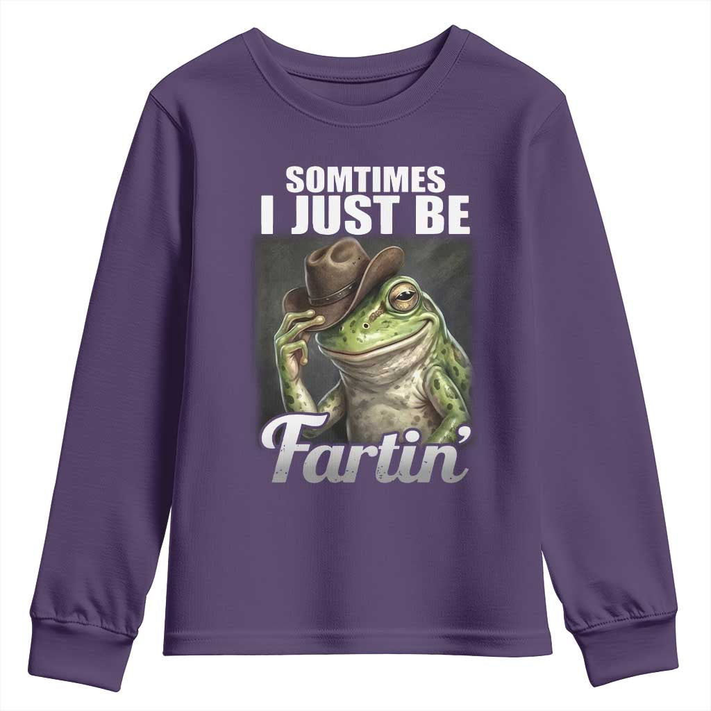 Funny Sometimes I Just Be Fartin Cowboy Frog Youth Sweatshirt TS11 Purple Print Your Wear
