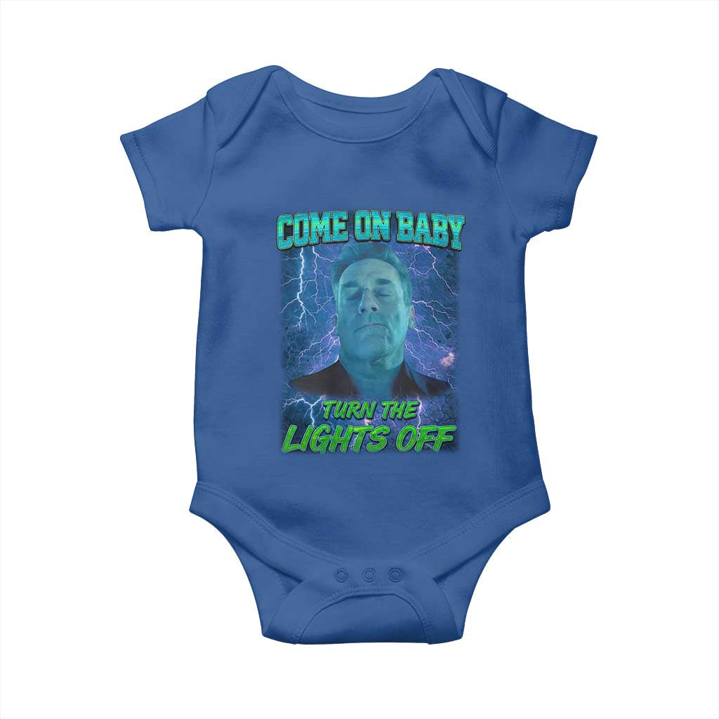 Funny Come On Baby Turn The Lights Off Baby Onesie Dance Club Meme TS11 Royal Blue Print Your Wear