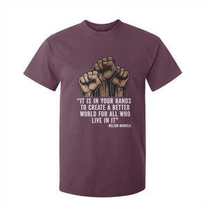 Nelson Mandela T Shirt For Kid It Is In Your Hands To Create A Better World For All Who Live In It TS11 Maroon Print Your Wear