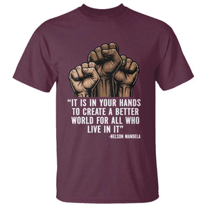 Nelson Mandela T Shirt It Is In Your Hands To Create A Better World For All Who Live In It TS11 Maroon Print Your Wear