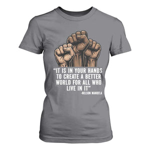 Nelson Mandela T Shirt For Women It Is In Your Hands To Create A Better World For All Who Live In It TS11 Charcoal Print Your Wear