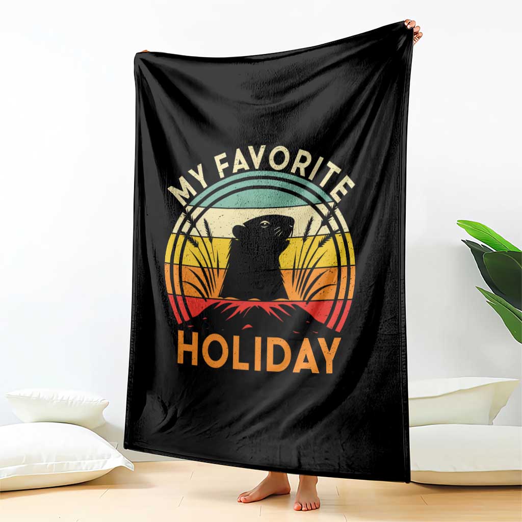 Funny Groundhog Day Throw Blanket My Favorite Holiday Retro Vintage Woodchuck TS11 Print Your Wear