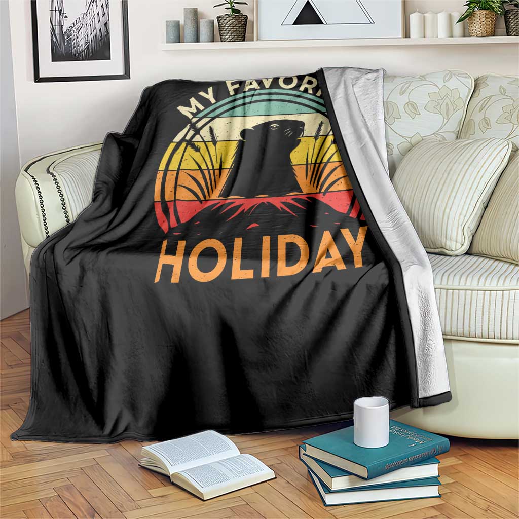 Funny Groundhog Day Throw Blanket My Favorite Holiday Retro Vintage Woodchuck TS11 Print Your Wear