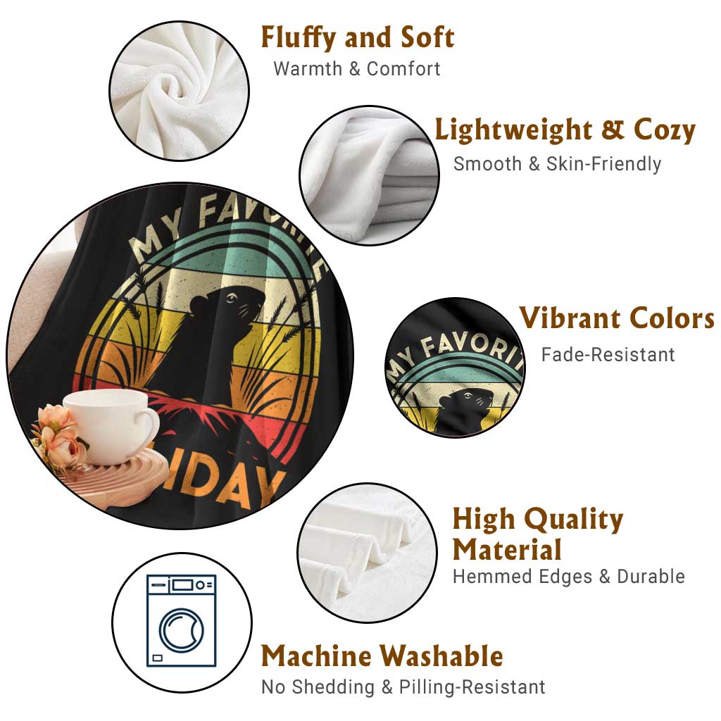 Funny Groundhog Day Throw Blanket My Favorite Holiday Retro Vintage Woodchuck TS11 Print Your Wear