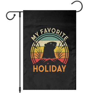 Funny Groundhog Day Garden Flag My Favorite Holiday Retro Vintage Woodchuck TS11 Black Print Your Wear