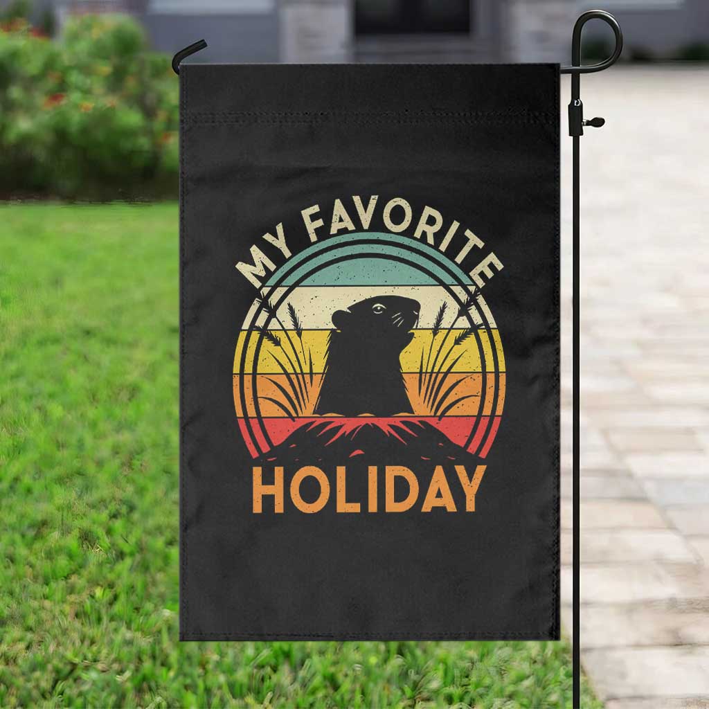 Funny Groundhog Day Garden Flag My Favorite Holiday Retro Vintage Woodchuck TS11 Print Your Wear