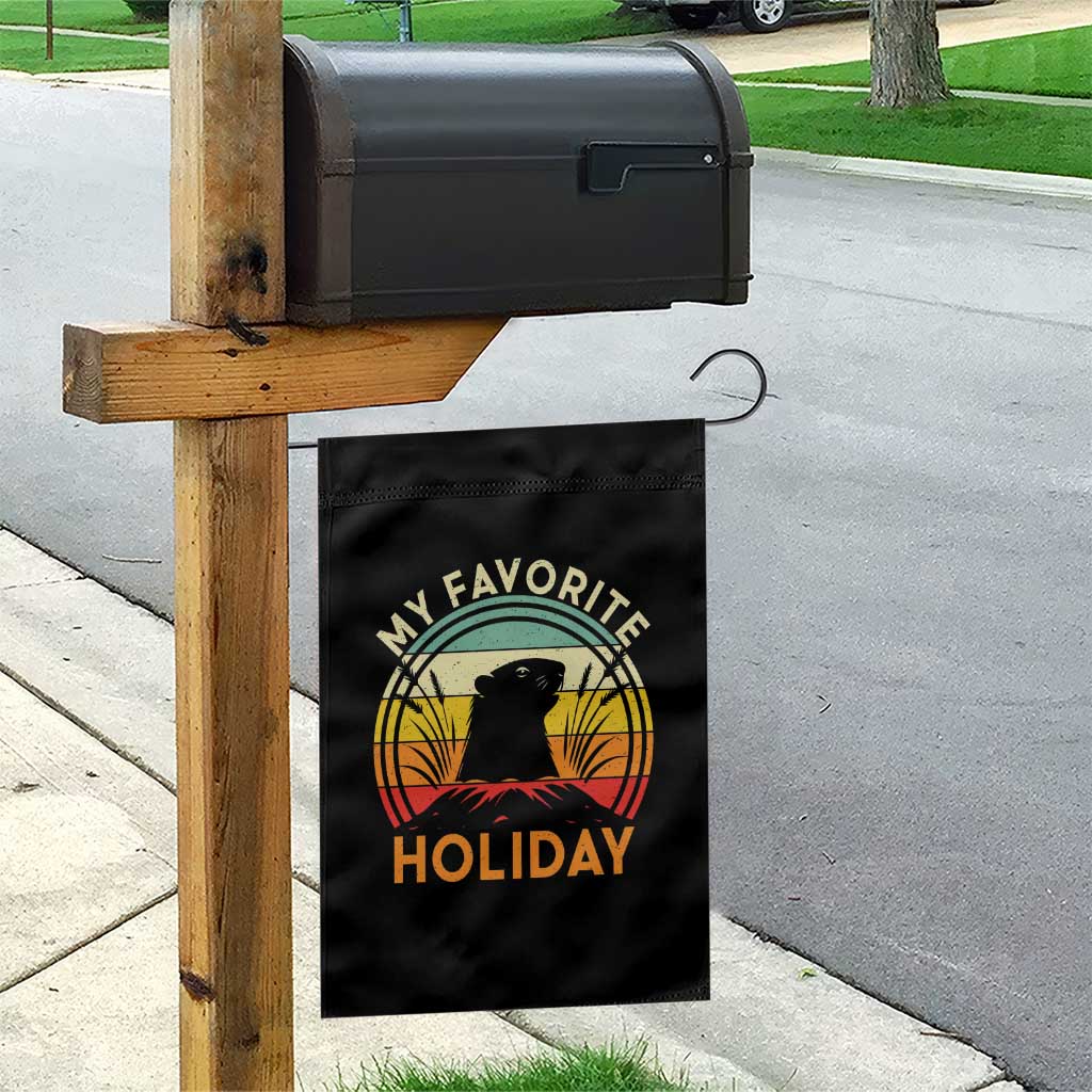 Funny Groundhog Day Garden Flag My Favorite Holiday Retro Vintage Woodchuck TS11 Print Your Wear