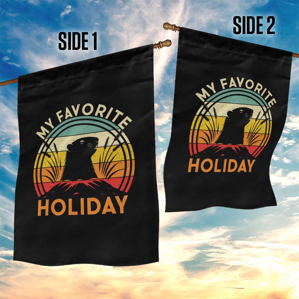 Funny Groundhog Day Garden Flag My Favorite Holiday Retro Vintage Woodchuck TS11 Print Your Wear