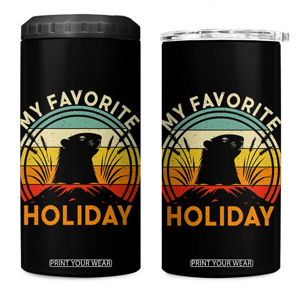 Funny Groundhog Day 4 in 1 Can Cooler Tumbler My Favorite Holiday Retro Vintage Woodchuck TS11 One Size: 16 oz Black Print Your Wear