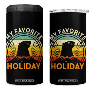 Funny Groundhog Day 4 in 1 Can Cooler Tumbler My Favorite Holiday Retro Vintage Woodchuck TS11 One Size: 16 oz Black Print Your Wear