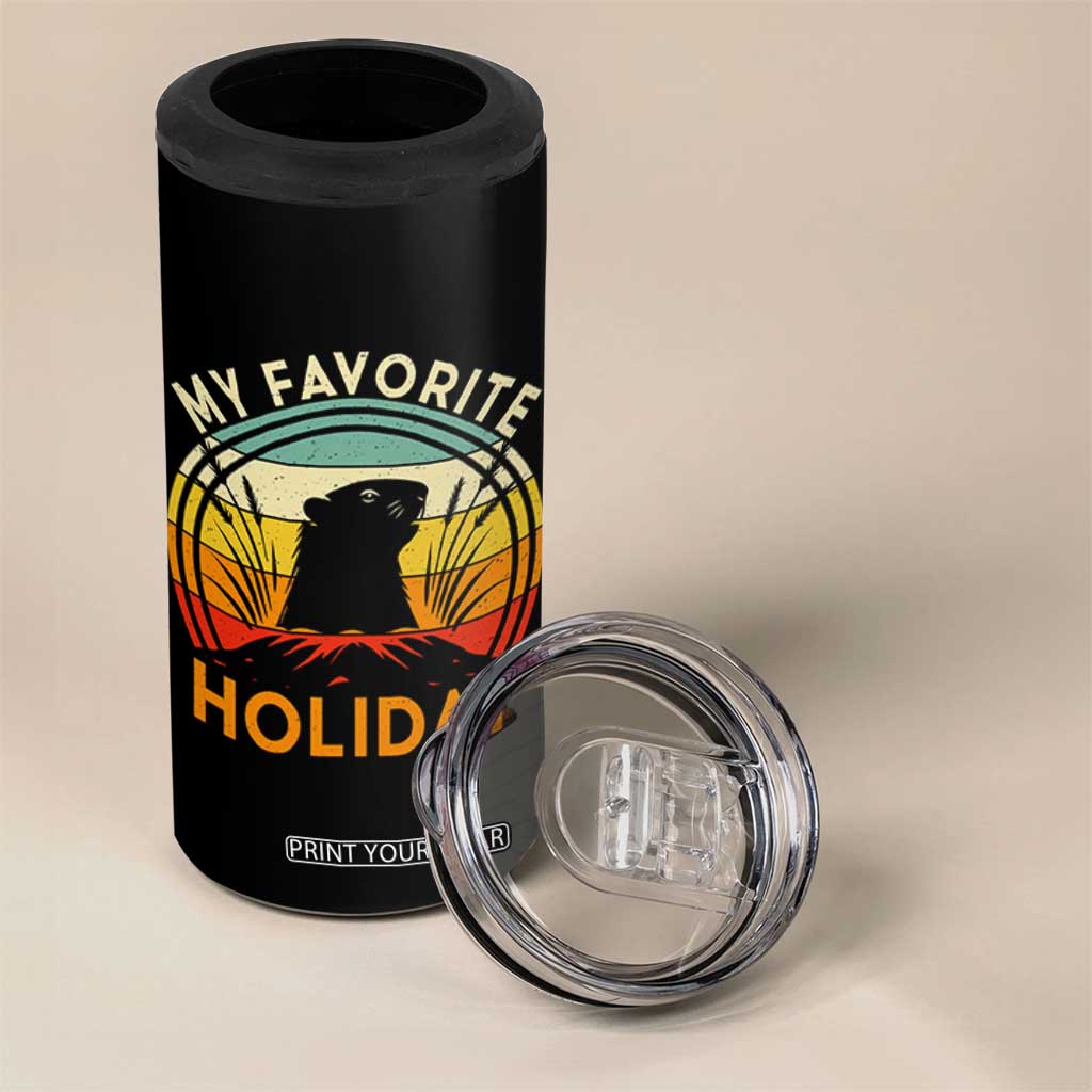 Funny Groundhog Day 4 in 1 Can Cooler Tumbler My Favorite Holiday Retro Vintage Woodchuck TS11 Print Your Wear