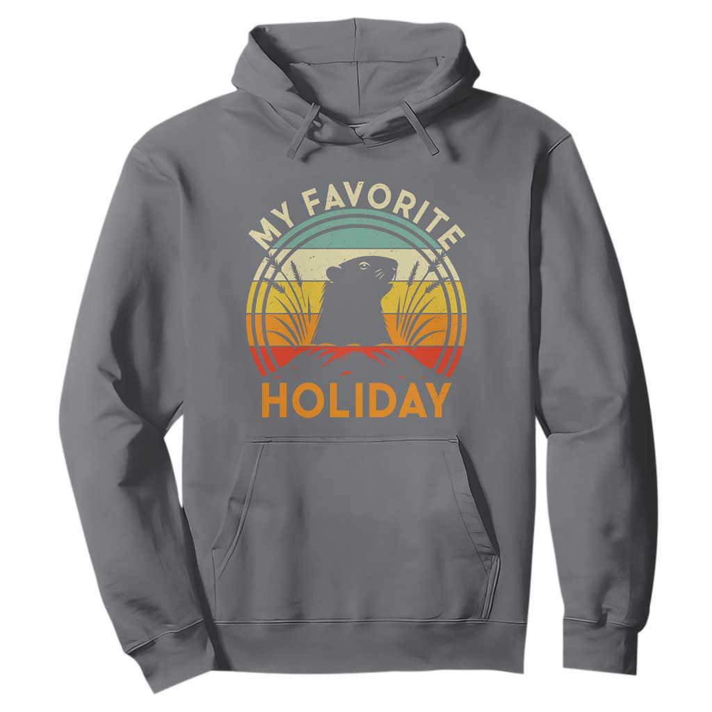 Funny Groundhog Day Hoodie My Favorite Holiday Retro Vintage Woodchuck TS11 Charcoal Print Your Wear