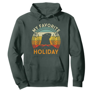 Funny Groundhog Day Hoodie My Favorite Holiday Retro Vintage Woodchuck TS11 Dark Forest Green Print Your Wear
