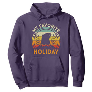 Funny Groundhog Day Hoodie My Favorite Holiday Retro Vintage Woodchuck TS11 Purple Print Your Wear