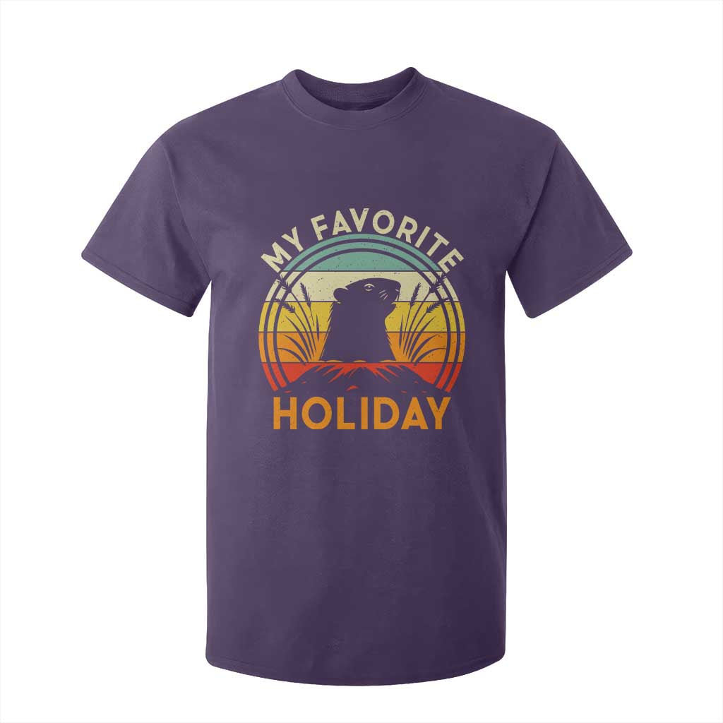 Funny Groundhog Day T Shirt For Kid My Favorite Holiday Retro Vintage Woodchuck TS11 Purple Print Your Wear