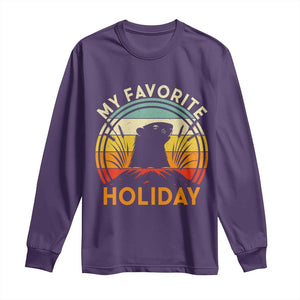 Funny Groundhog Day Long Sleeve Shirt My Favorite Holiday Retro Vintage Woodchuck TS11 Purple Print Your Wear