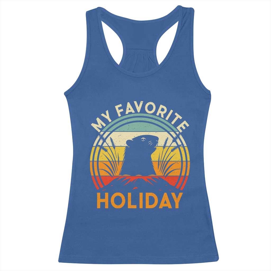 Funny Groundhog Day Racerback Tank Top My Favorite Holiday Retro Vintage Woodchuck TS11 Royal Blue Print Your Wear