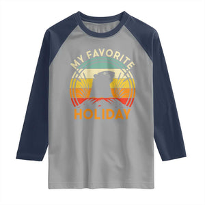 Funny Groundhog Day Raglan Shirt My Favorite Holiday Retro Vintage Woodchuck TS11 Sport Gray Navy Print Your Wear