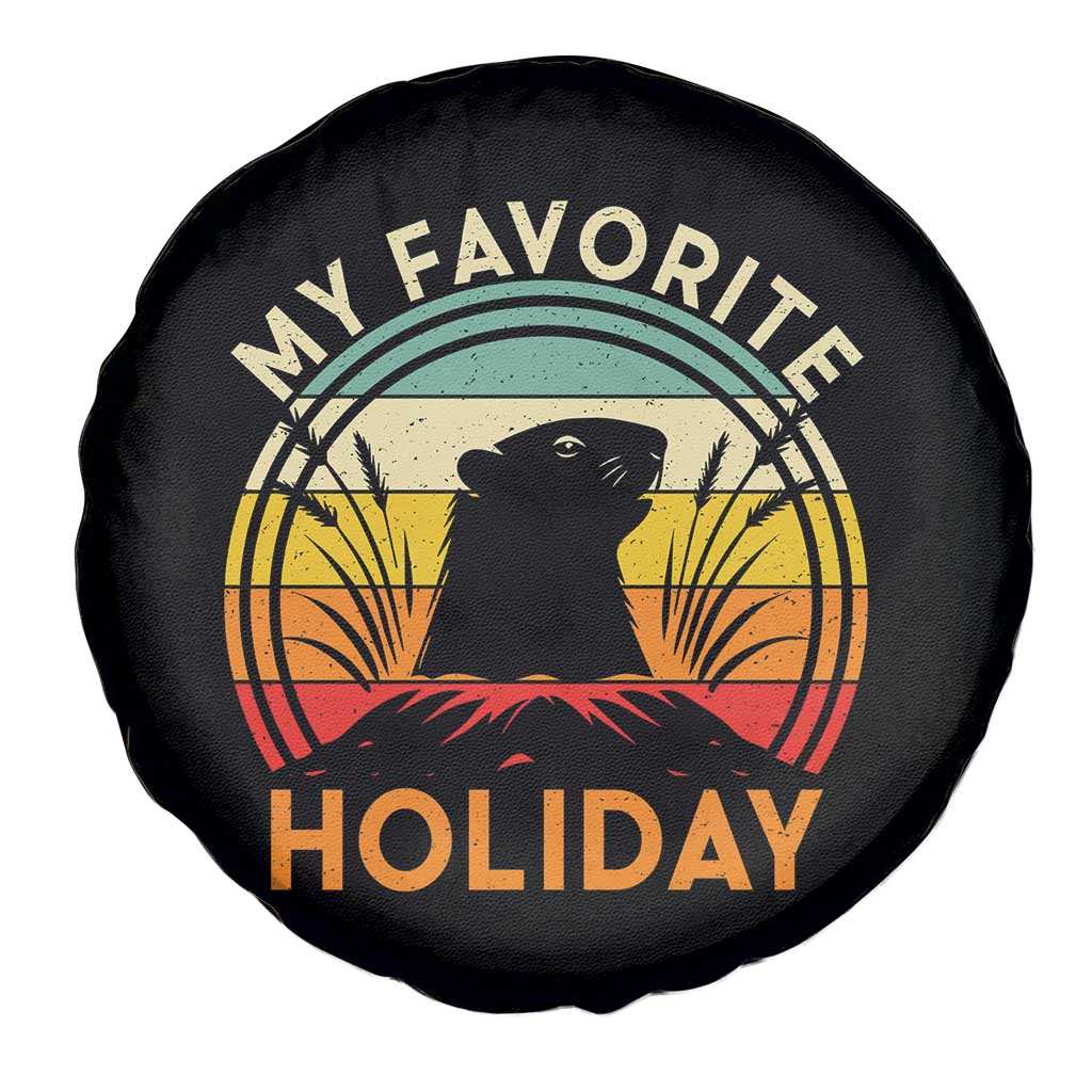 Funny Groundhog Day Spare Tire Cover My Favorite Holiday Retro Vintage Woodchuck TS11 Print Your Wear