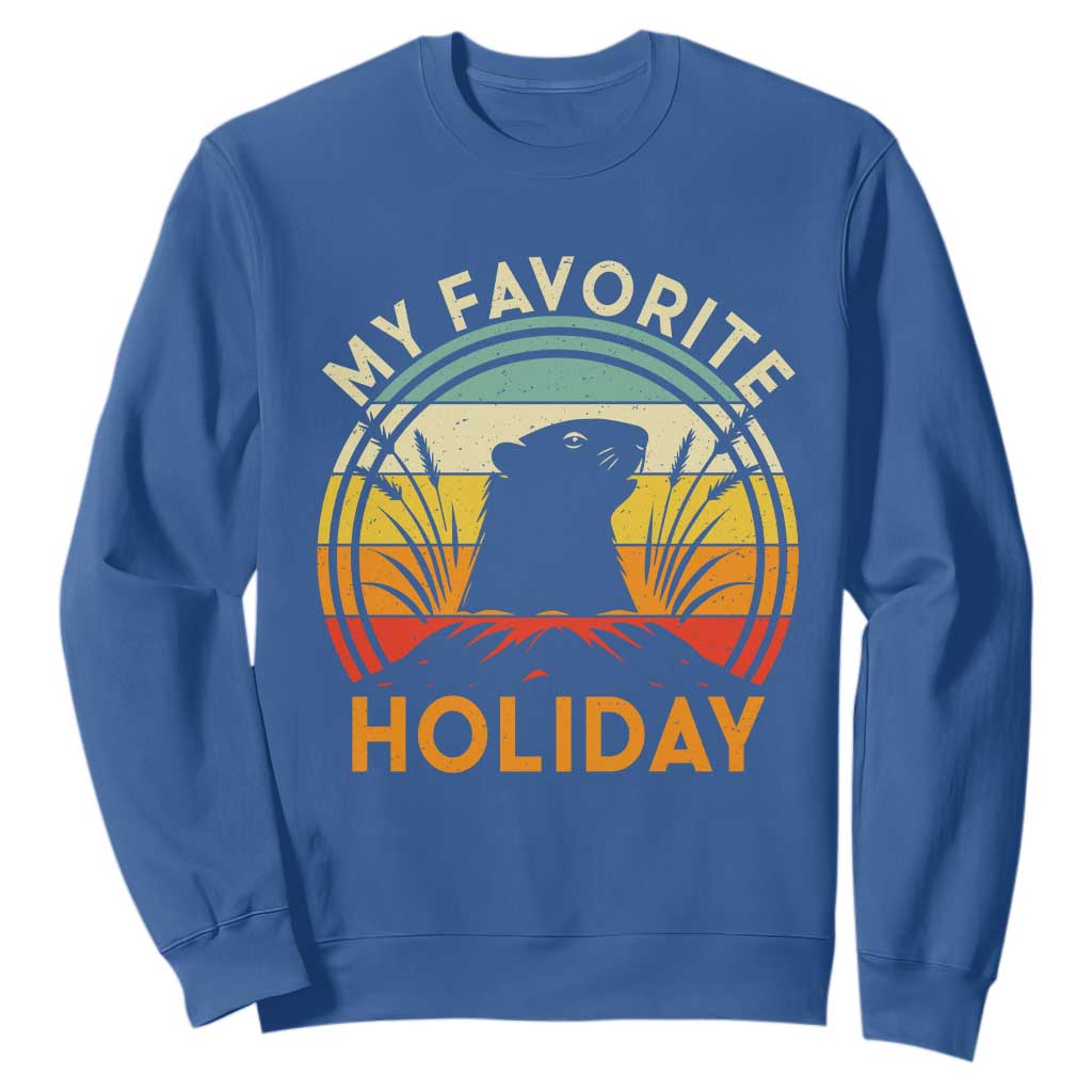 Funny Groundhog Day Sweatshirt My Favorite Holiday Retro Vintage Woodchuck TS11 Royal Blue Print Your Wear