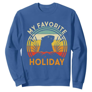 Funny Groundhog Day Sweatshirt My Favorite Holiday Retro Vintage Woodchuck TS11 Royal Blue Print Your Wear
