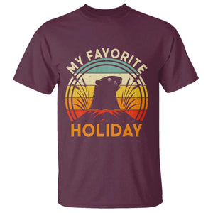 Funny Groundhog Day T Shirt My Favorite Holiday Retro Vintage Woodchuck TS11 Maroon Print Your Wear