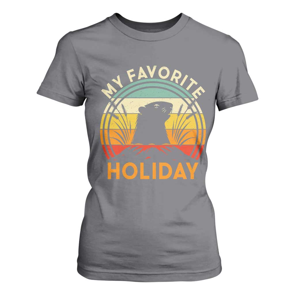Funny Groundhog Day T Shirt For Women My Favorite Holiday Retro Vintage Woodchuck TS11 Charcoal Print Your Wear