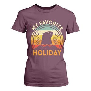 Funny Groundhog Day T Shirt For Women My Favorite Holiday Retro Vintage Woodchuck TS11 Maroon Print Your Wear