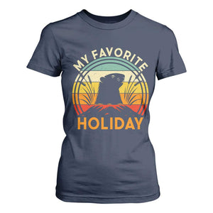 Funny Groundhog Day T Shirt For Women My Favorite Holiday Retro Vintage Woodchuck TS11 Navy Print Your Wear