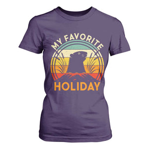 Funny Groundhog Day T Shirt For Women My Favorite Holiday Retro Vintage Woodchuck TS11 Purple Print Your Wear
