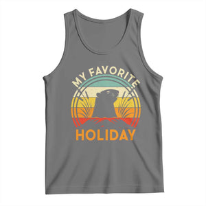 Funny Groundhog Day Tank Top My Favorite Holiday Retro Vintage Woodchuck TS11 Black Heather Print Your Wear