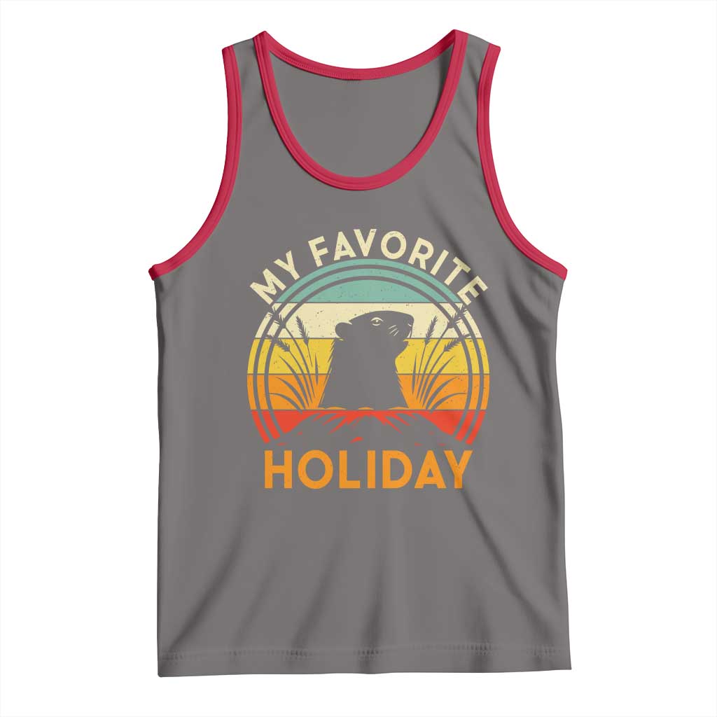 Funny Groundhog Day Tank Top My Favorite Holiday Retro Vintage Woodchuck TS11 Deep Heather Red Print Your Wear
