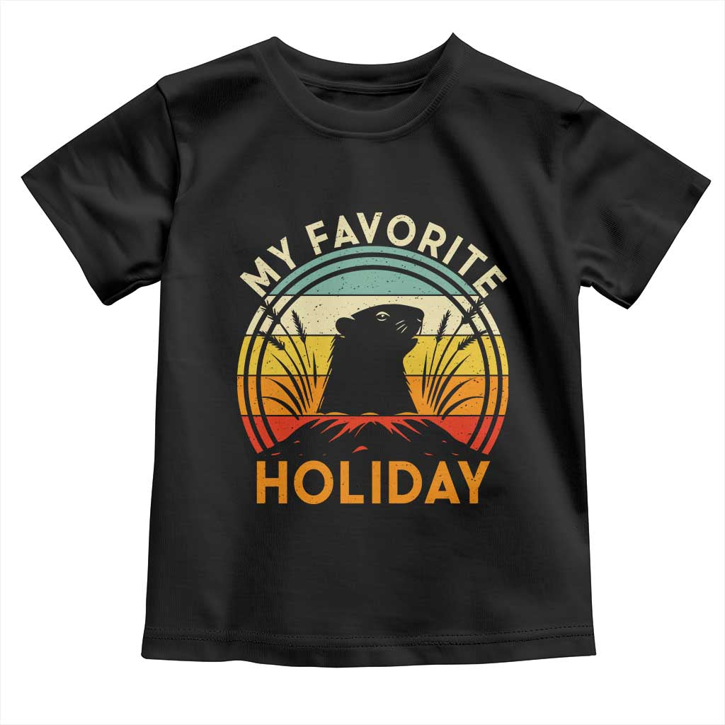 Funny Groundhog Day Toddler T Shirt My Favorite Holiday Retro Vintage Woodchuck TS11 Black Print Your Wear