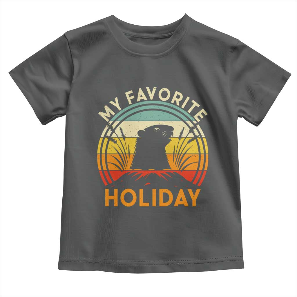 Funny Groundhog Day Toddler T Shirt My Favorite Holiday Retro Vintage Woodchuck TS11 Dark Heather Print Your Wear