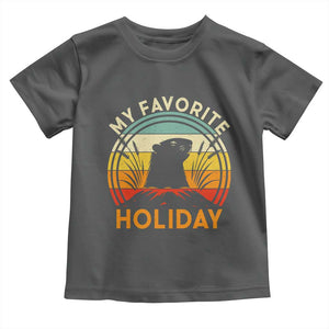 Funny Groundhog Day Toddler T Shirt My Favorite Holiday Retro Vintage Woodchuck TS11 Dark Heather Print Your Wear