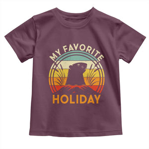 Funny Groundhog Day Toddler T Shirt My Favorite Holiday Retro Vintage Woodchuck TS11 Maroon Print Your Wear